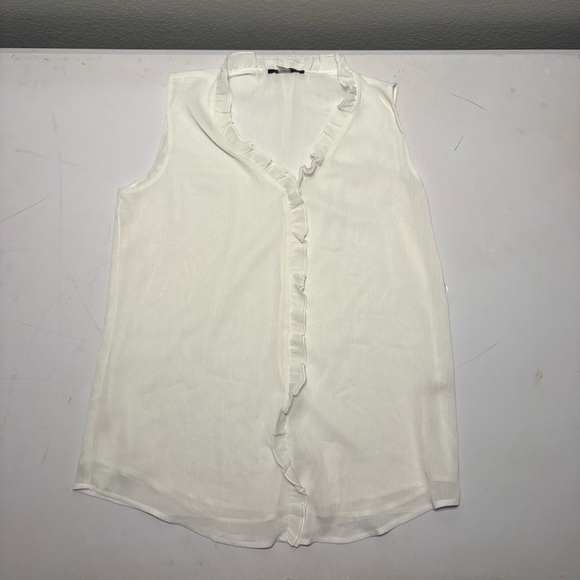 Tommy Hilfiger Women’s Small Cream Ruffled Blouse - Picture 2 of 9